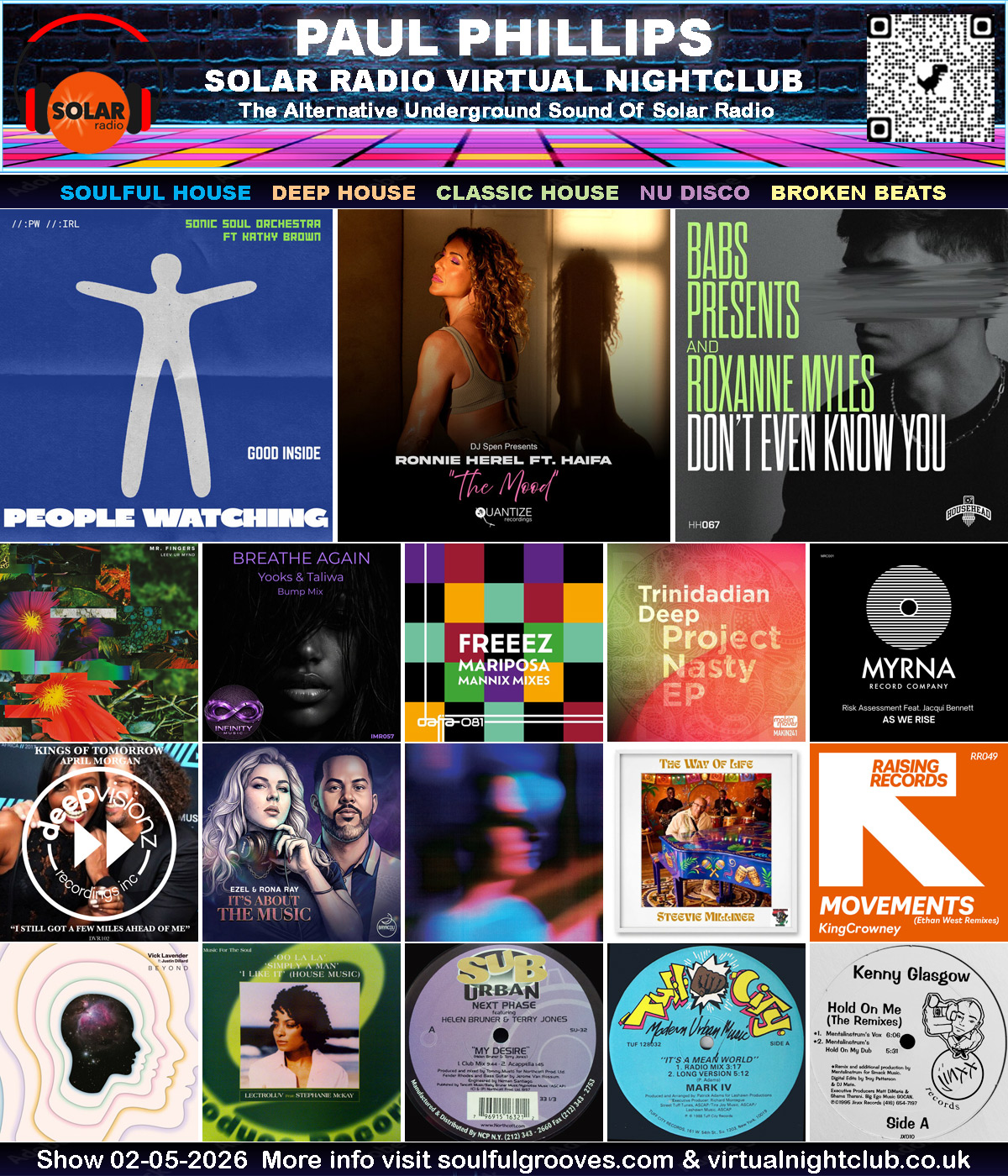 The Virtual Nightclub 2nd May 2026 playing Soulful House, Deep House, Classic House, Nu Disco, Broken Beats