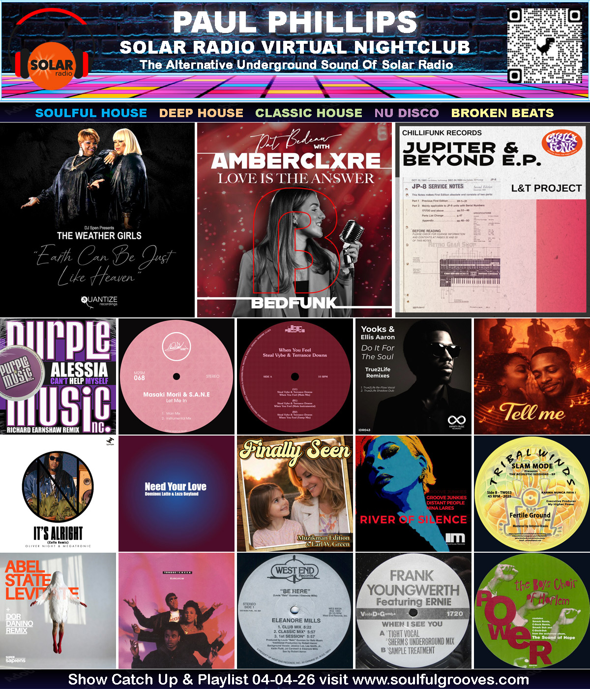 The Virtual Nightclub 4th April 2026 playing Soulful House, Deep House, Classic House, Nu Disco, Broken Beats