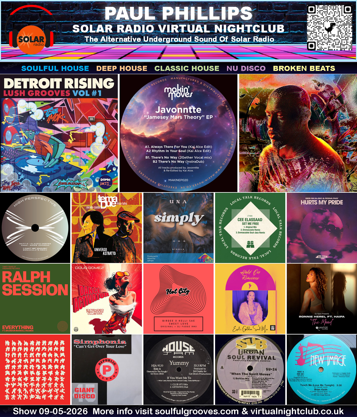 The Virtual Nightclub 9th May 2026 playing Soulful House, Deep House, Classic House, Nu Disco, Broken Beats