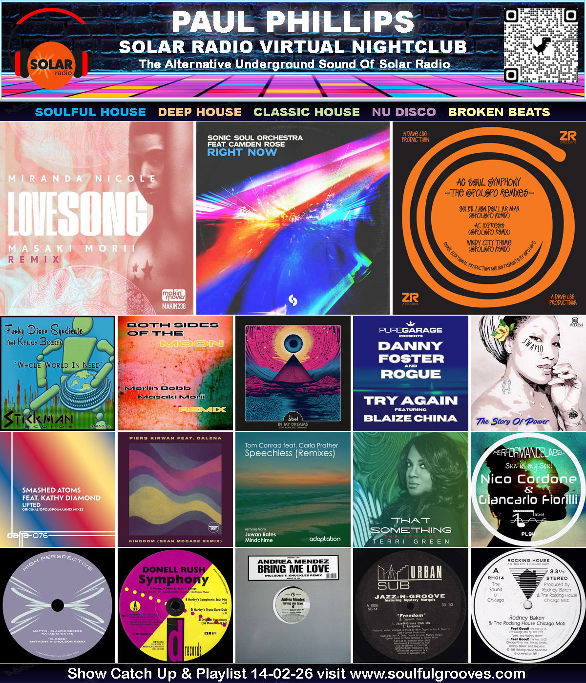 The Virtual Nightclub 14th February 2026 playing Soulful House, Deep House, Classic House, Nu Disco, Broken Beats