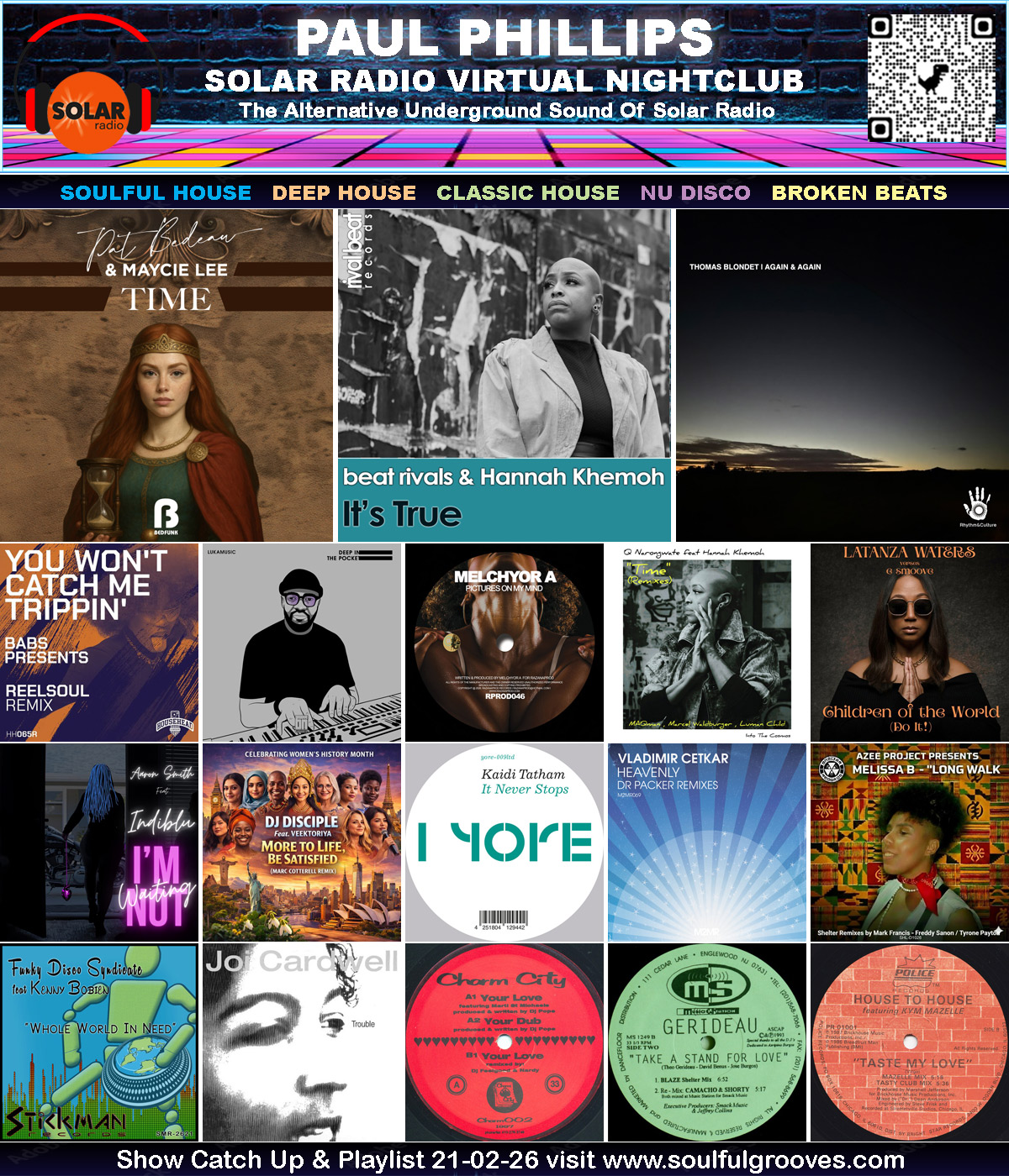 The Virtual Nightclub 21st February 2026 playing Soulful House, Deep House, Classic House, Nu Disco, Broken Beats