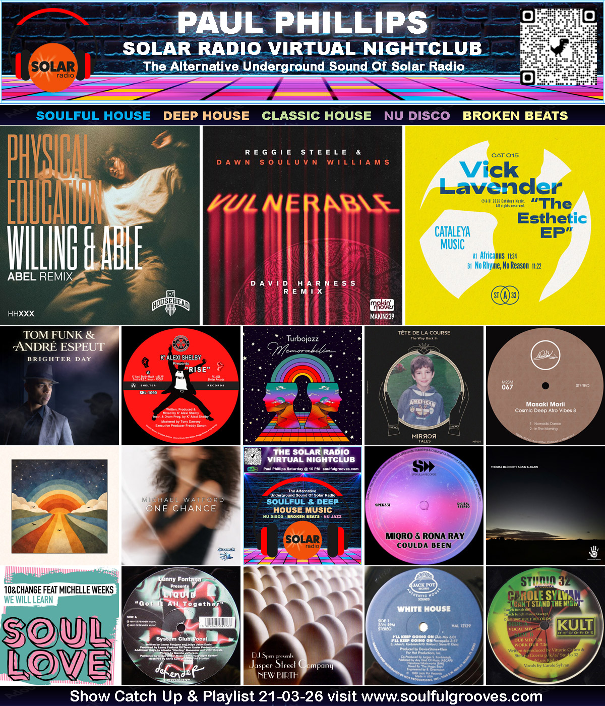 The Virtual Nightclub 21st March 2026 playing Soulful House, Deep House, Classic House, Nu Disco, Broken Beats
