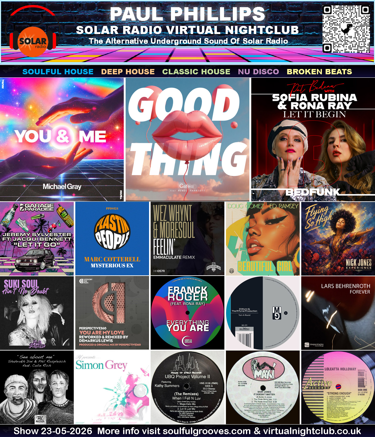 The Virtual Nightclub 23rd May 2026 playing Soulful House, Deep House, Classic House, Nu Disco, Broken Beats