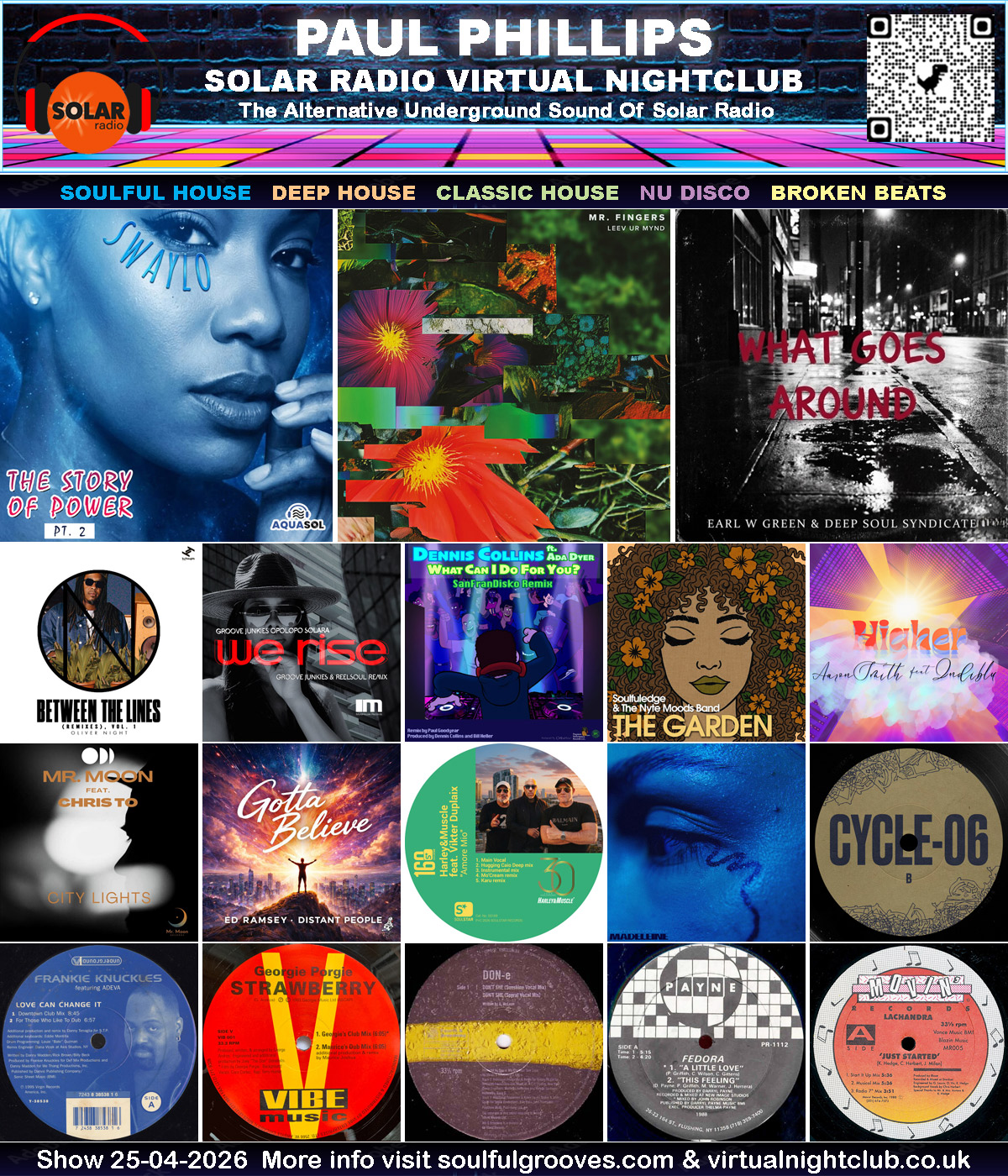 The Virtual Nightclub 25th April 2026 playing Soulful House, Deep House, Classic House, Nu Disco, Broken Beats