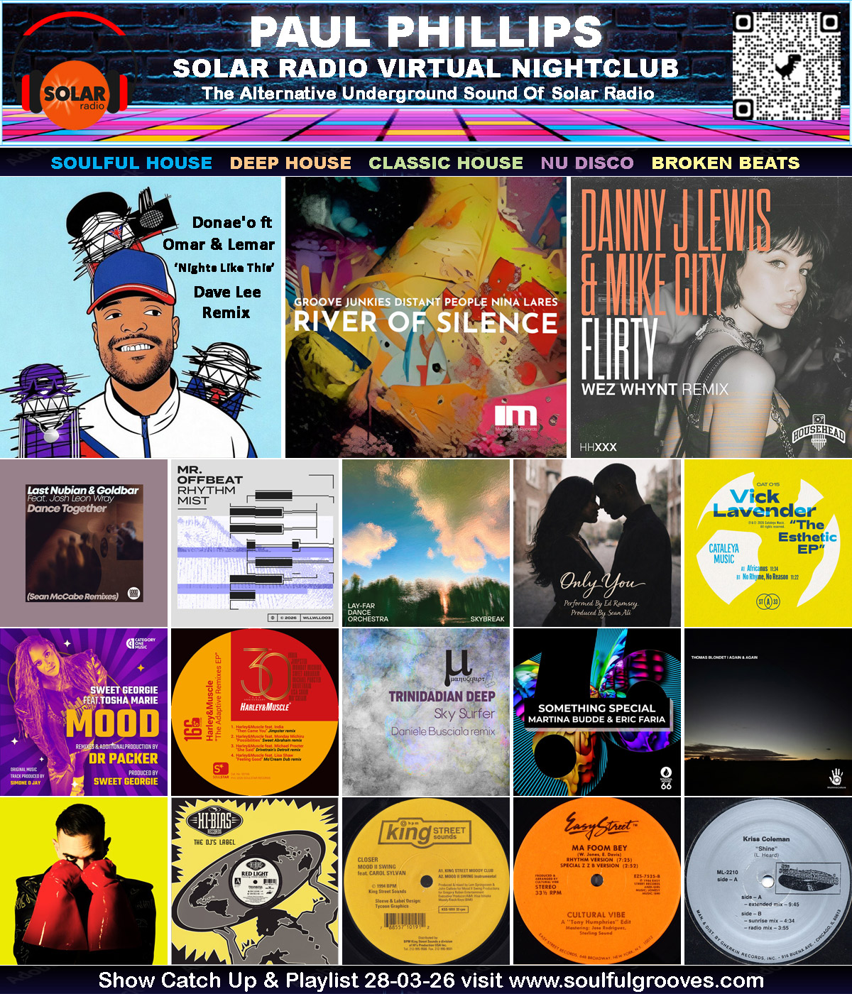 The Virtual Nightclub 28th March 2026 playing Soulful House, Deep House, Classic House, Nu Disco, Broken Beats